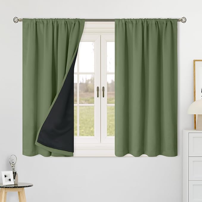 BGment 100% Blackout Curtains for Bathroom Window, 42 x 48 Inch Cafe Curtains - Image 2