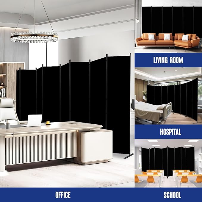 8 Panel Folding Privacy Screen, 14.67ft Wide Partition Room Dividers Panel | - Image 6