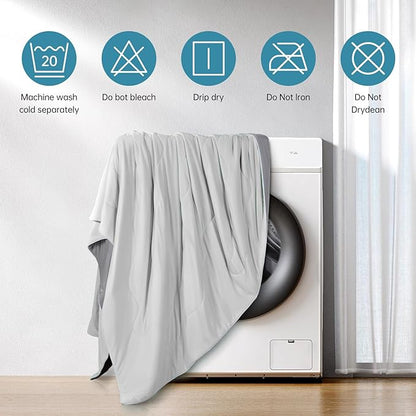 EASELAND Cooling Comforter Queen, Cold Touch Fabric Absorbs Body Heat, Double-Sided Cool Design Soft Fluffy Cooling Blanket for Night Sweats Hot Sleeper(Grey, Queen(90"x90"))
