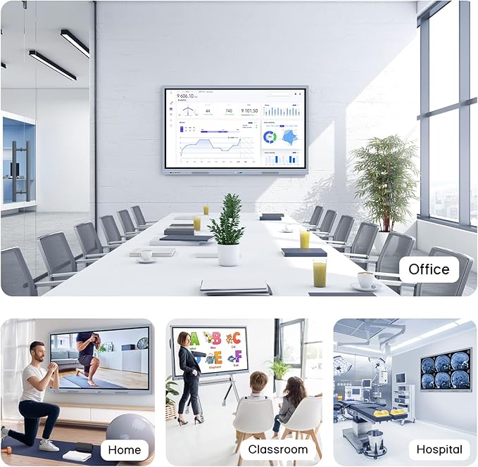 JYXCN Smart Board Collaboration Hub, 55" Digital Interactive Whiteboard Display with 4K Touchscreen, Dual System, Electronic Smartboard for Classroom Office Home(Wall Mount Included)