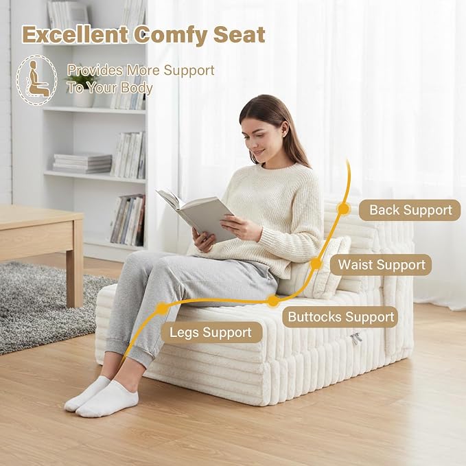 Folding Sofa Bed Convertible Sleeper Chair Mattress - Image 3