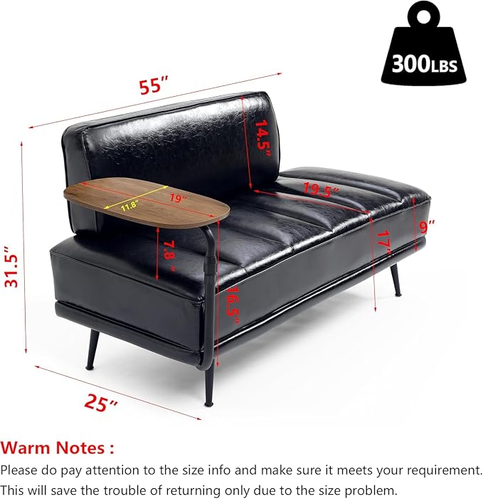 anwickjeff 55" Inch Width Modern End of Bed Bench, Leather Upholstered Futon - Image 2