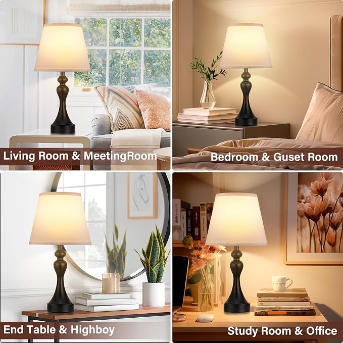 Touch Lamps for Nightstand, 3 Way Dimmable Bedside Lamps - Image 3
