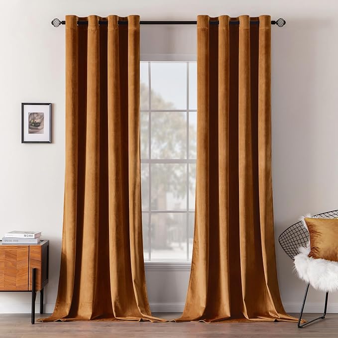 MIULEE Velvet Curtains Gold Brown 52 x 108 Inch Length Set of 2 | Extra Long by MIULEE