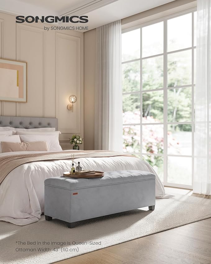 SONGMICS Velvet Storage Ottoman Bench, Foot Rest - Image 2
