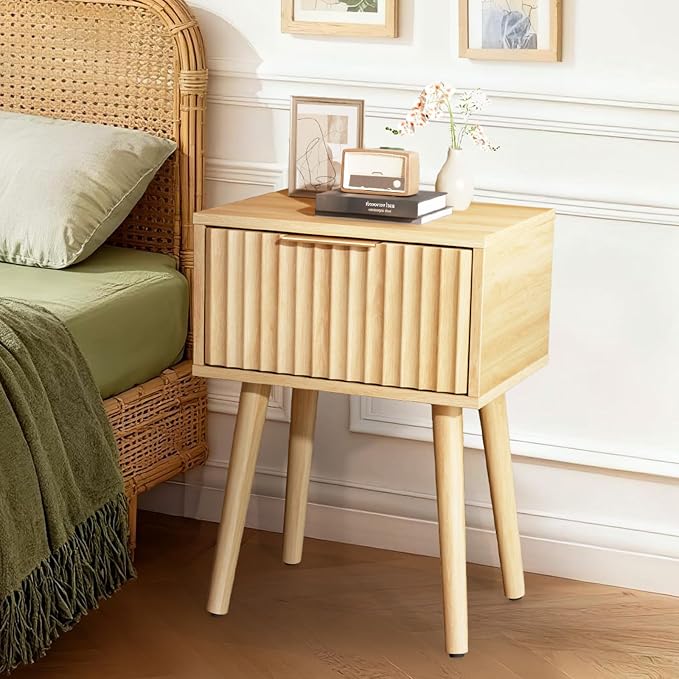 VINGLI Night Stand Set 2, Fluted Nightstands - Image 3