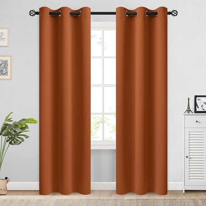 COSVIYA Grommet Room Darkening Brunt Orange Curtains 84 inch by COSVIYA