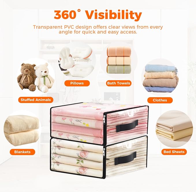SpaceWhisper Clear Sheet Storage Bags, 6 Pack, 17.7 x 15.7 x 7.9 in | Sheet - Image 4