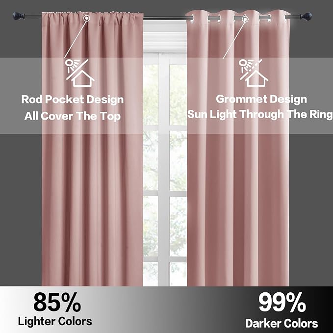 RYB HOME Blackout Curtains for Bedroom Living Room Nursery 63 inches Long | - Image 5