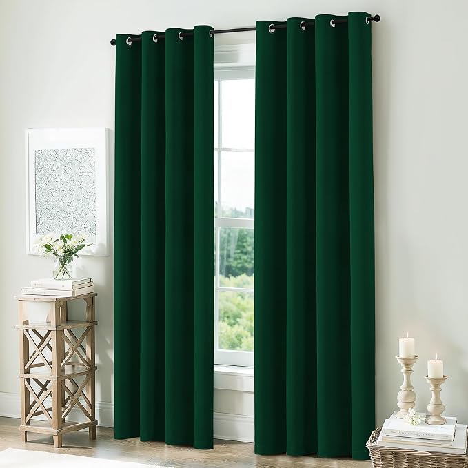 COSVIYA Drak Green 100% Blackout Curtains - Image 5