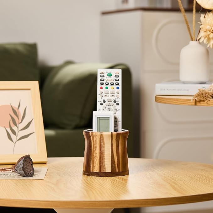 Acacia Wood Small Remote Control Holder, Organizer - Image 6