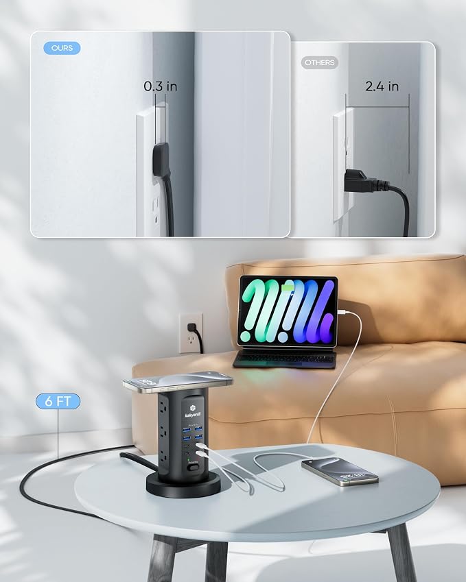 Kakyanill 30W USB Charging Station, Power Strip Tower - Image 7