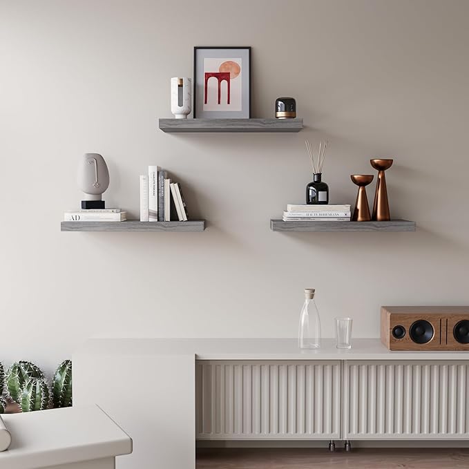 Floating Shelves for Wall Set of 3, Invisible Brackets, Water Resistant Surface - Image 3