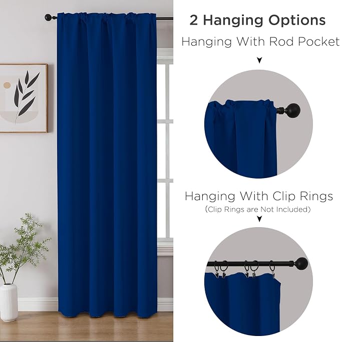 CUCRAF Royal Blue Blackout Curtains Customize, Rod Pocket Room Darkening Curtain - Image 3
