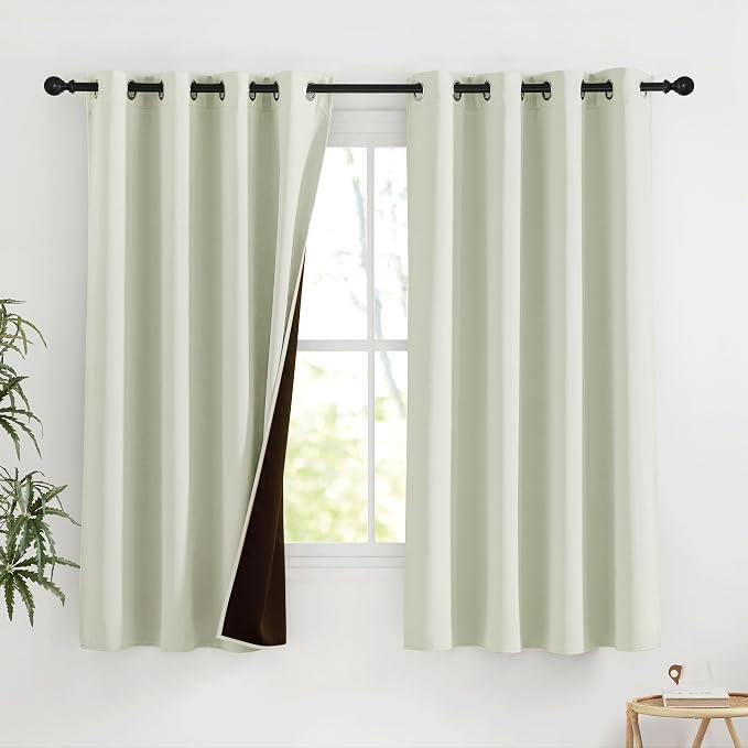 NICETOWN Light Beige Room Darkening Curtains 63 Inches Long by NICETOWN