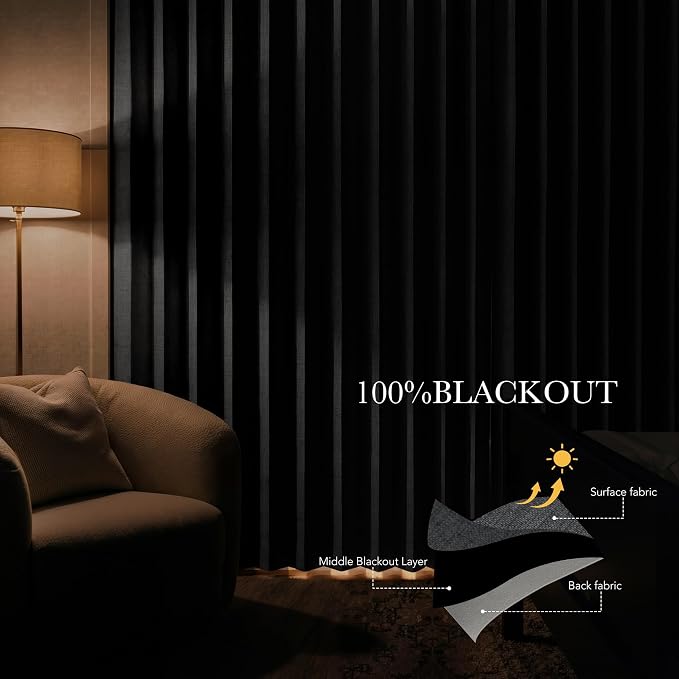 RYB HOME Accordion Style Room Divider Curtains 100% Blackout | Curtain - Image 5