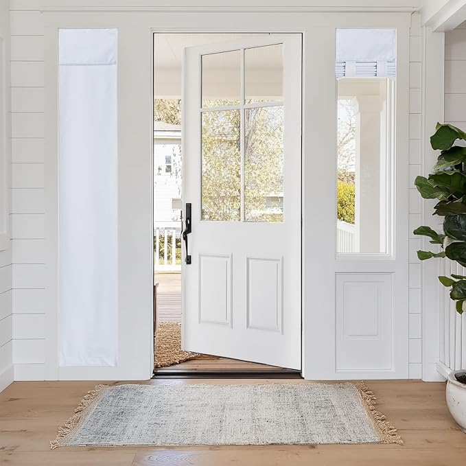 RYB HOME 100% Blackout Door Curtains, Sidlight Window Cover, Pure White | by RYBHOME