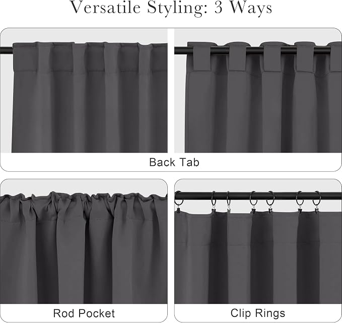 PONY DANCE Gray Short Blackout Curtains - Image 5