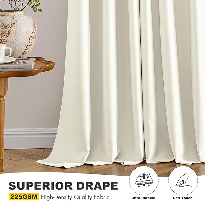 MIULEE Blackout Curtains for Bedroom 2 Panels 40 x 54 Inch Long Cream | Thermal - Image 5