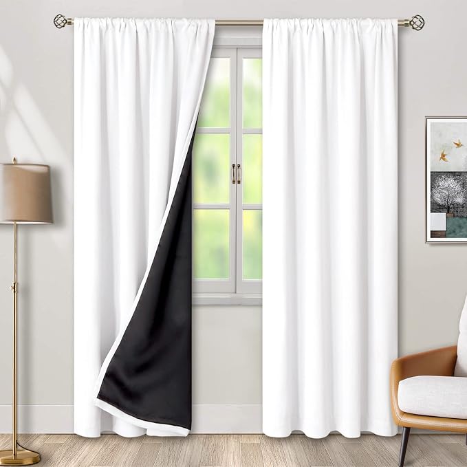 BGment Pure White 100% Blackout Curtains 84 Inches Long - Image 2