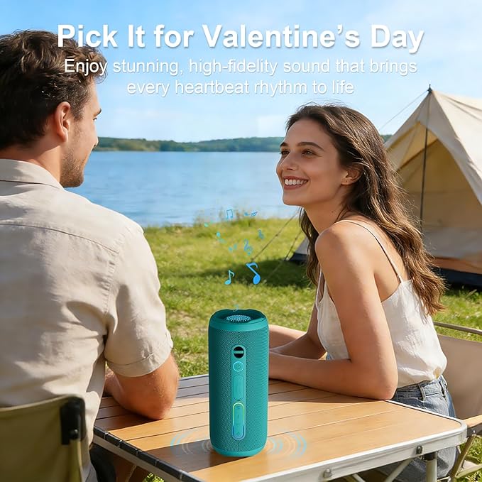 YOLOEMOT Bluetooth Speakers Wireless Loud Stereo Sound, Powerful Deep Bass, TWS Pairing, IPX7 Waterproof Dustproof,12H Playtime, Portable Speaker Bluetooth for Travel, Sport, Party, Biking (Teal)