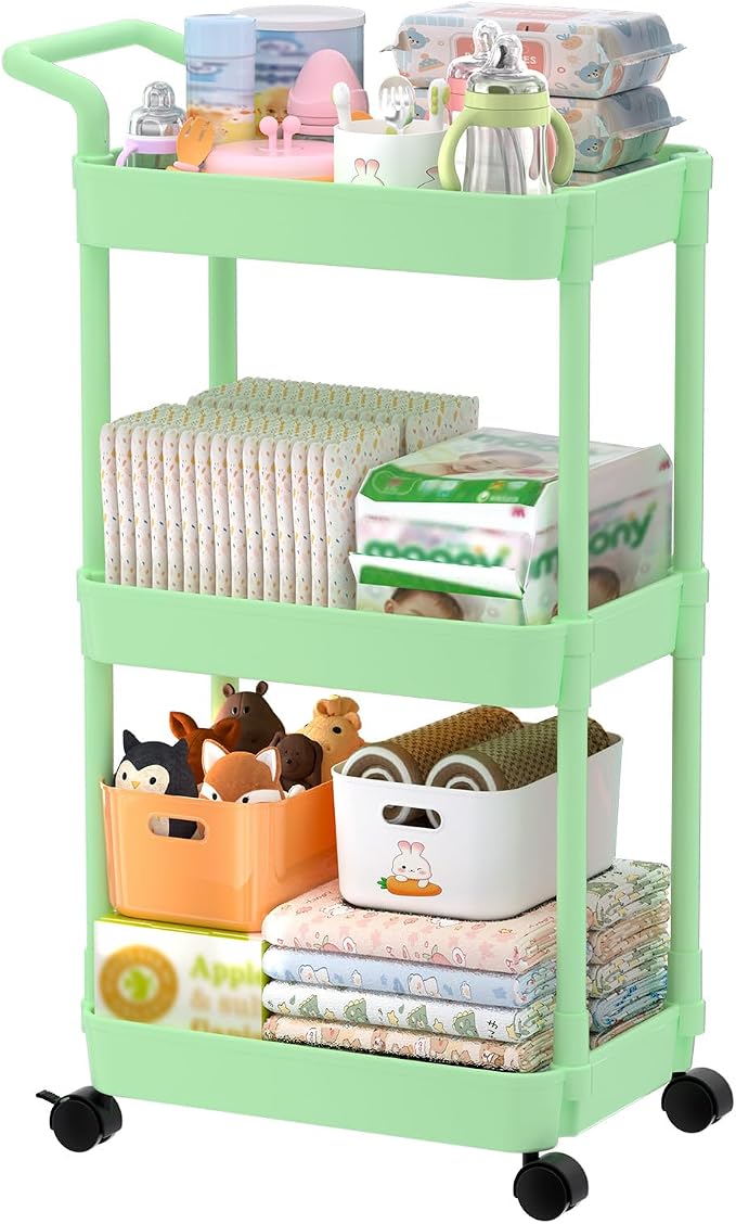 Volnamal Diaper Caddy, 3 Tier Rolling Cart by Volnamal