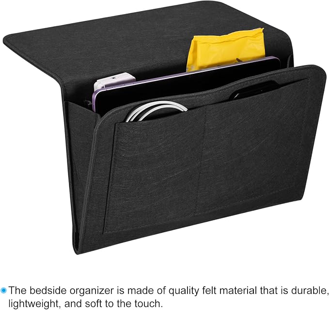 PATIKIL 13in Bedside Caddy, Bed Caddy Bedside Organizer Hanging 5 Pocket Soft - Image 4