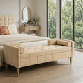 64.6" End of Bed Storage Bench for Bedroom, Sand. | Modern End of Bed Ottoman by Aortzio
