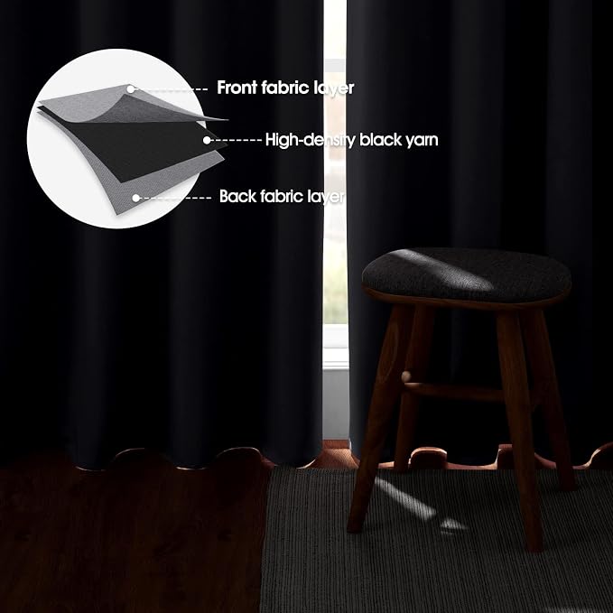 HOMEIDEAS Light Grey Blackout Curtains 42 X 63 Inch Length Set of 2 Panels Room - Image 3