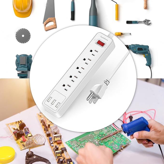 Power Strip, SUPERDANNY Surge Protector, 5 Outlets, 3 USB Ports, 4.5 Ft - Image 9