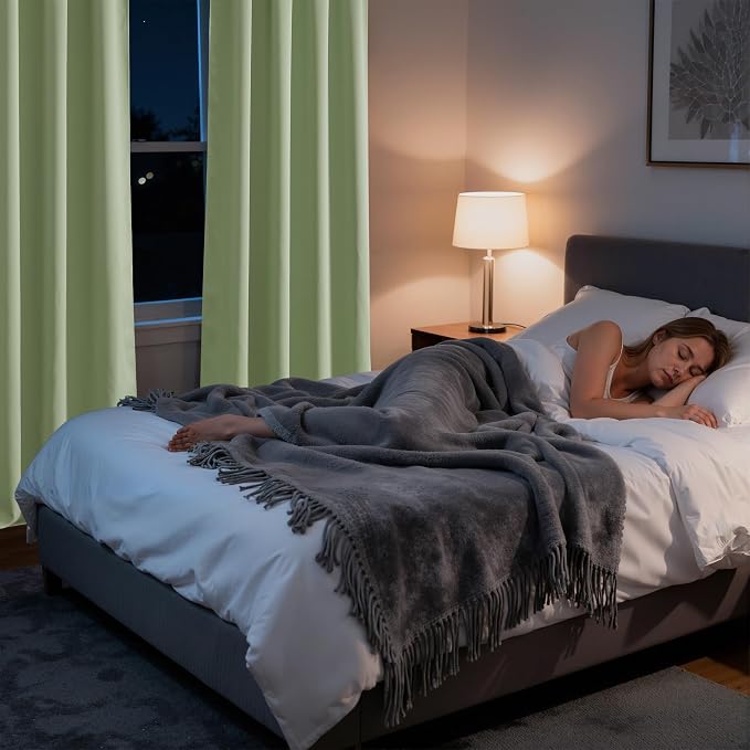 RYB HOME Bedroom Blackout Curtains 63 inches Long, 100% Blackout | Thermal - Image 5