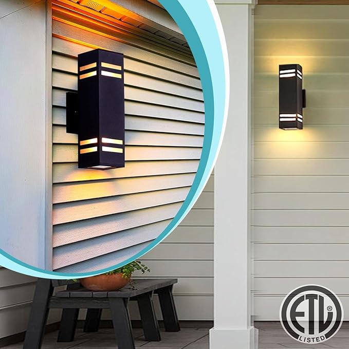 iYogaled Dusk to Dawn Outdoor Wall Light, Brown Exterior Up Down Lights Outdoor Light Fixture, Porch Lights Wall Mount 2 Pack, IP65 Aluminum Modern Outside Lights for House Front Door, Porch