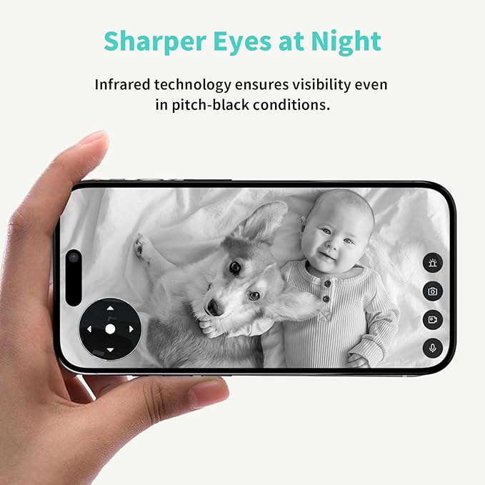 2K Indoor Security Camera, AI Human Pet Motion Detection, 2.4/5 GHz, 360° Pan Tilt, Night Vision, 2-Way Audio, Compatible with Alexa & Google Assistant (Standard Configuration)