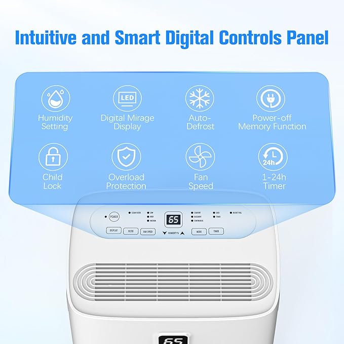 DEVERSE Max 80 Pints Energy Star Dehumidifier for Home/Bedroom/Basement, 4500 Sq.Ft Coverage, with Drain Hose, Smart Humidity Control & Large Tank