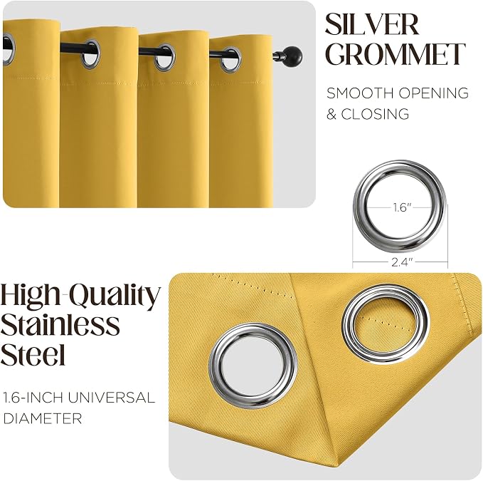CUCRAF Custom Lemon Blackout Curtains 1 Panel Set, Thermal Insulated Grommet - Image 2
