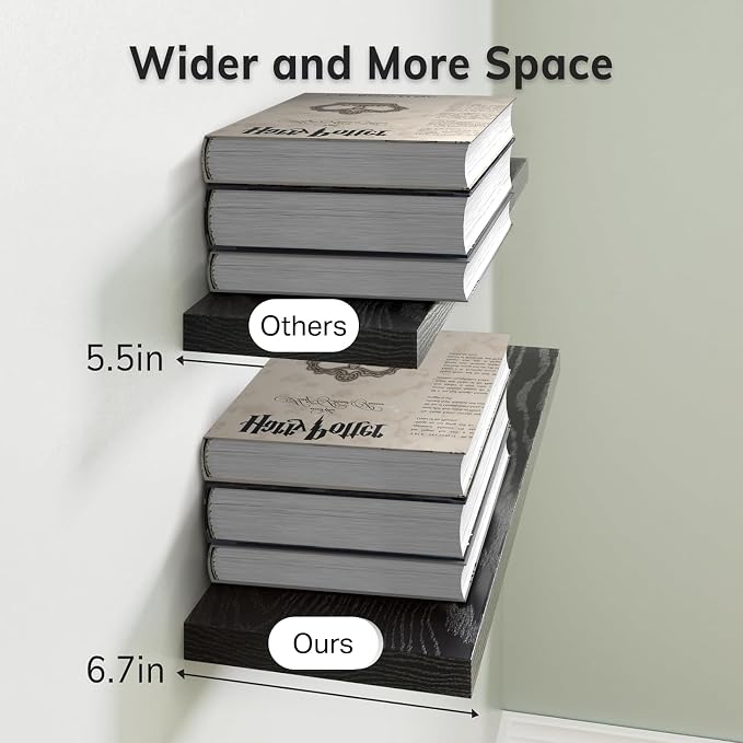 BAYKA Black Floating Shelves 22.5in, Wall Mounted - Image 8