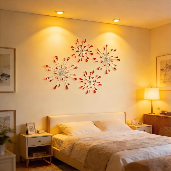 ZEXUIRU 4 Set Silver Starburst Wall Art - Image 6