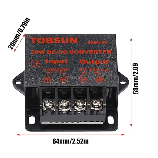MGGi DC 12V 24V to 5V 10A 50W Voltage Reducer Converter Regulator, Step Down Converter Regulator Waterproof Power Supply Module Buck Transformer, Aluminum