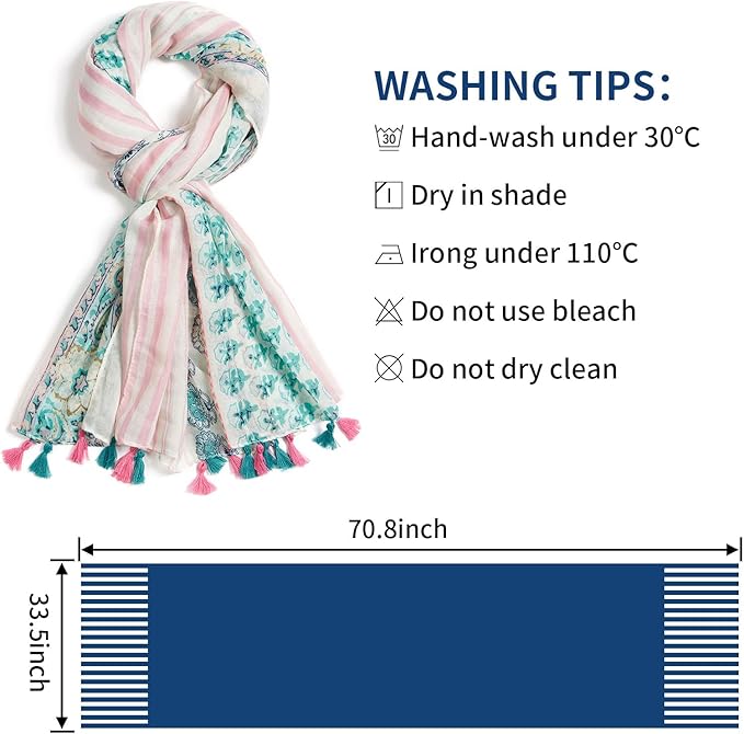 Scarf for Women Lightweight Soft Floral Leopard Printed Scarves Fall Winter Fashion Shawl Wrap with Fringe