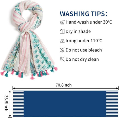 Scarf for Women Lightweight Soft Floral Leopard Printed Scarves Fall Winter Fashion Shawl Wrap with Fringe