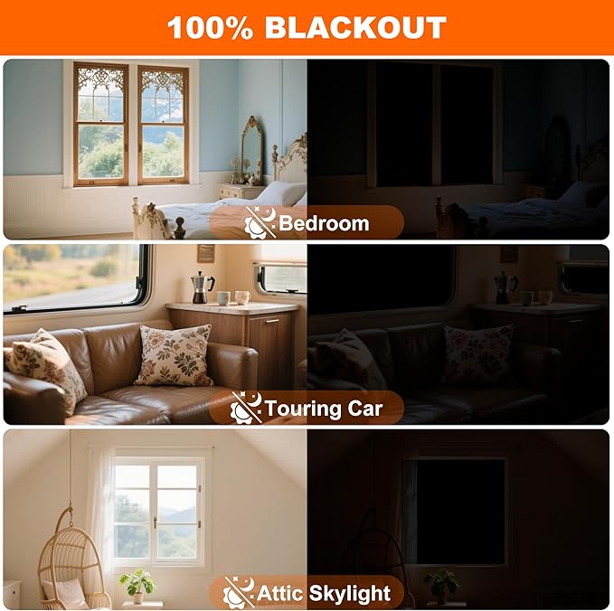 Portable Blackout Curtains for Bedroom Adhesive Thermal Window Blinds Cover | - Image 5