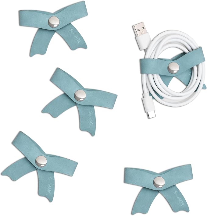 5 Pack Cord Organizer, Bow Cord Keeper, Cable Organizer USB Holder, Leather by SenseAGE