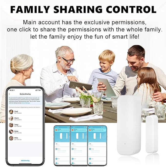 Smart Door Sensor: WiFi Door and Window Sensor, Wireless Design, Instant Alerts, Door Open Contact Sensor for Home Security & Smart Home Automation, Compatible with Alexa Google Assistant(3pack)