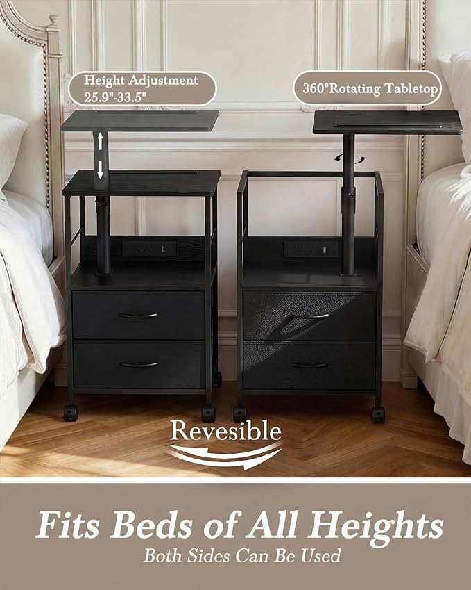 Faesun Swivel Lift Top Nightstand - Image 3