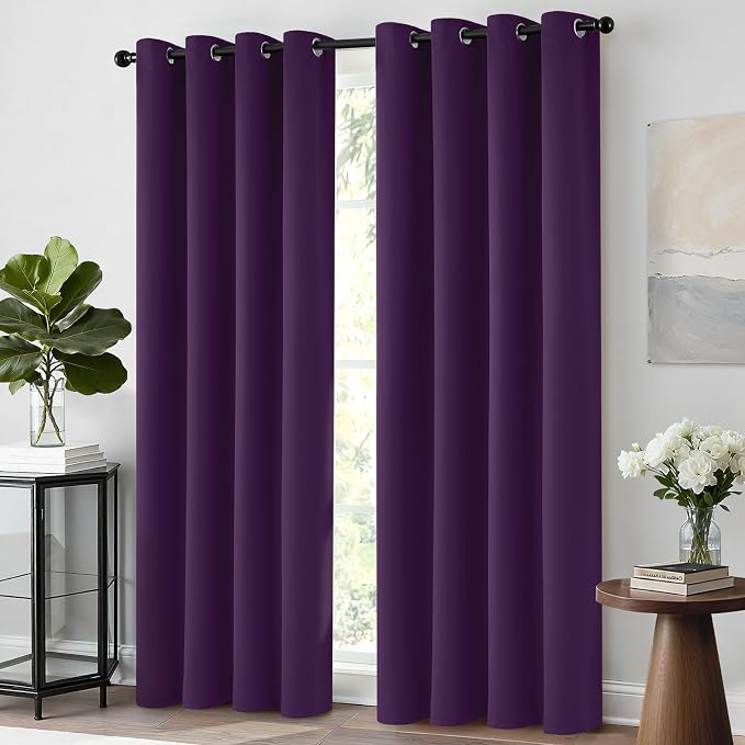 Yakamok Room Darkening Curtains 52x96 inch Length Purple-Living Room | 2 panels - Image 2