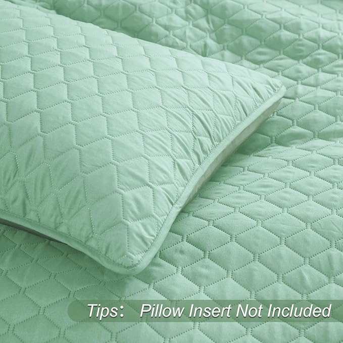 Exclusivo Mezcla Reversible California King Quilt Set, Light Green | - Image 5