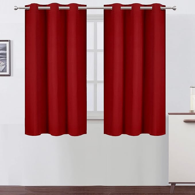 Red Thermal Blackout Curtains/38 x 54 Inch/Set of 2 Panels Room Darkening by Lemomo