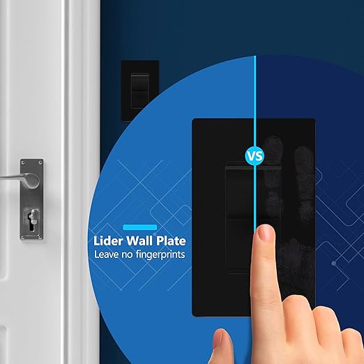 LIDER Black Minimalist Decorator Switch, Frameless Light Switch, On/Off Rocker Switch, Single Pole, Residential Grade, 3 Wire,15A 120-277VAC 10 Pack