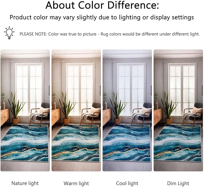 2x3 Abstract Entryway Area Rug Blue White Golden Bathroom Rug Non Slip Machine Washable Low Pile Small Carpet Kitchen Bedroom Door Mat Entrance