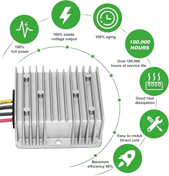 DC 24V Step Down to 12V 30A 360W Converter Regulator Waterproof Buck Power Supply Reducer Regulator Transformer Voltage Module for Golf cart Club car